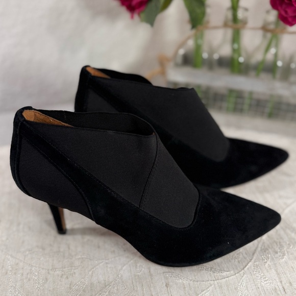 L'Amour Des Pieds Kamea Leather, Suede, Elastic Ankle Pumps Black Size 7 1/2 - Picture 1 of 10